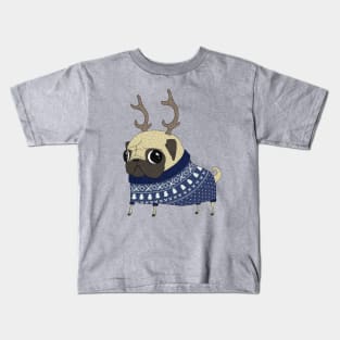 Reindeer Pug Kids T-Shirt